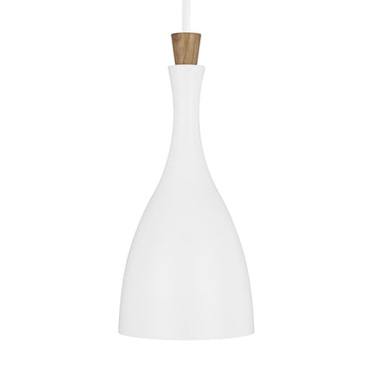 1 Light 17" Pendant, White/White