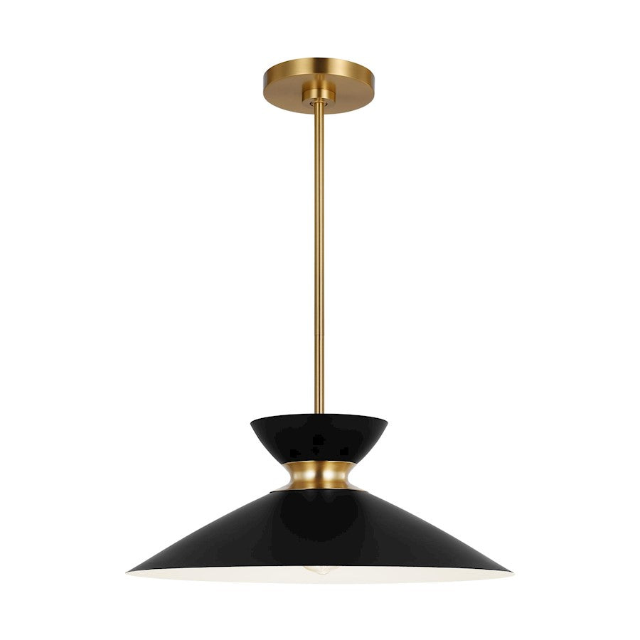 1 Light Wide Pendant, Midnight/Brass
