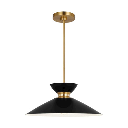 1 Light Wide Pendant, Midnight/Brass