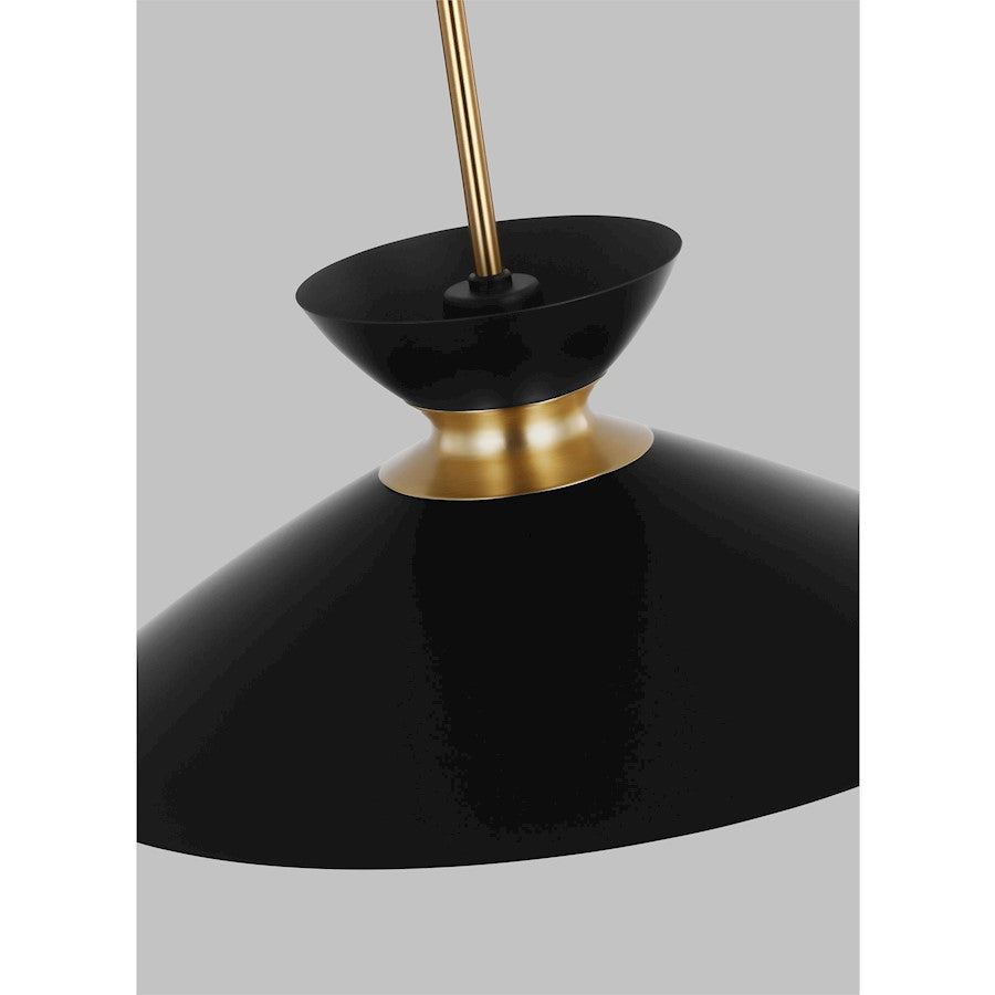1 Light Wide Pendant, Midnight/Brass