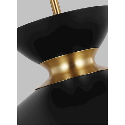 1 Light Wide Pendant, Midnight/Brass