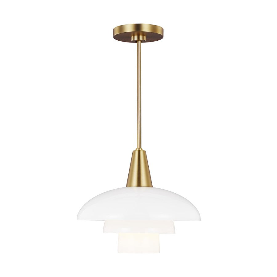 1 Light Pendant, BB/Milk White