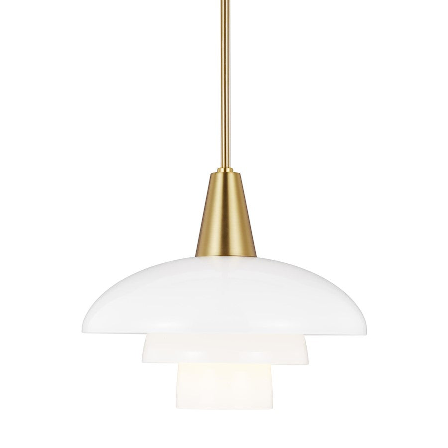 1 Light Pendant, BB/Milk White