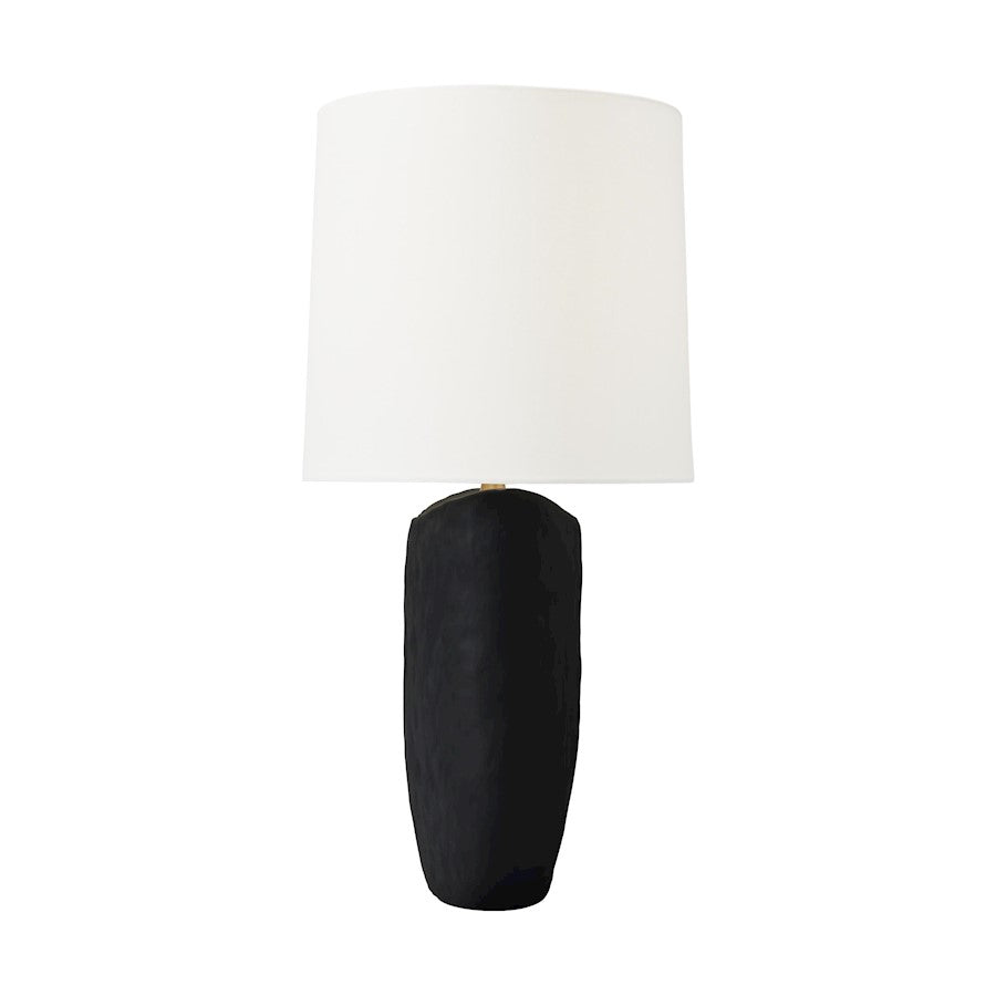 Studio Cenotes 1-Lt Table Lamp, Rough BK Ceramic/WH