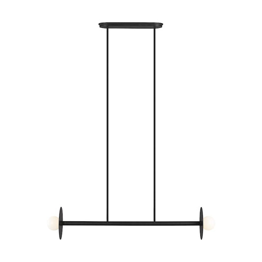 Visual Comfort Studio Nodes 2-Lt Linear Chandelier, Black/Milk White - KC1012MBK