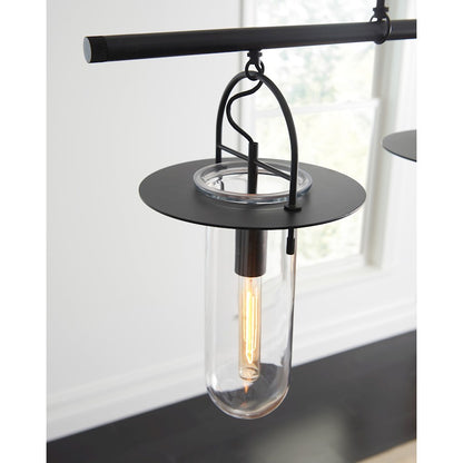 3 Light Linear Chandelier, Iron