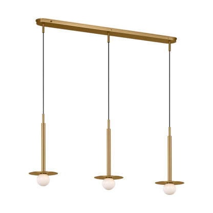 Visual Comfort Studio Nodes 3Lt Chandelier, Burnished Brass/Milk
