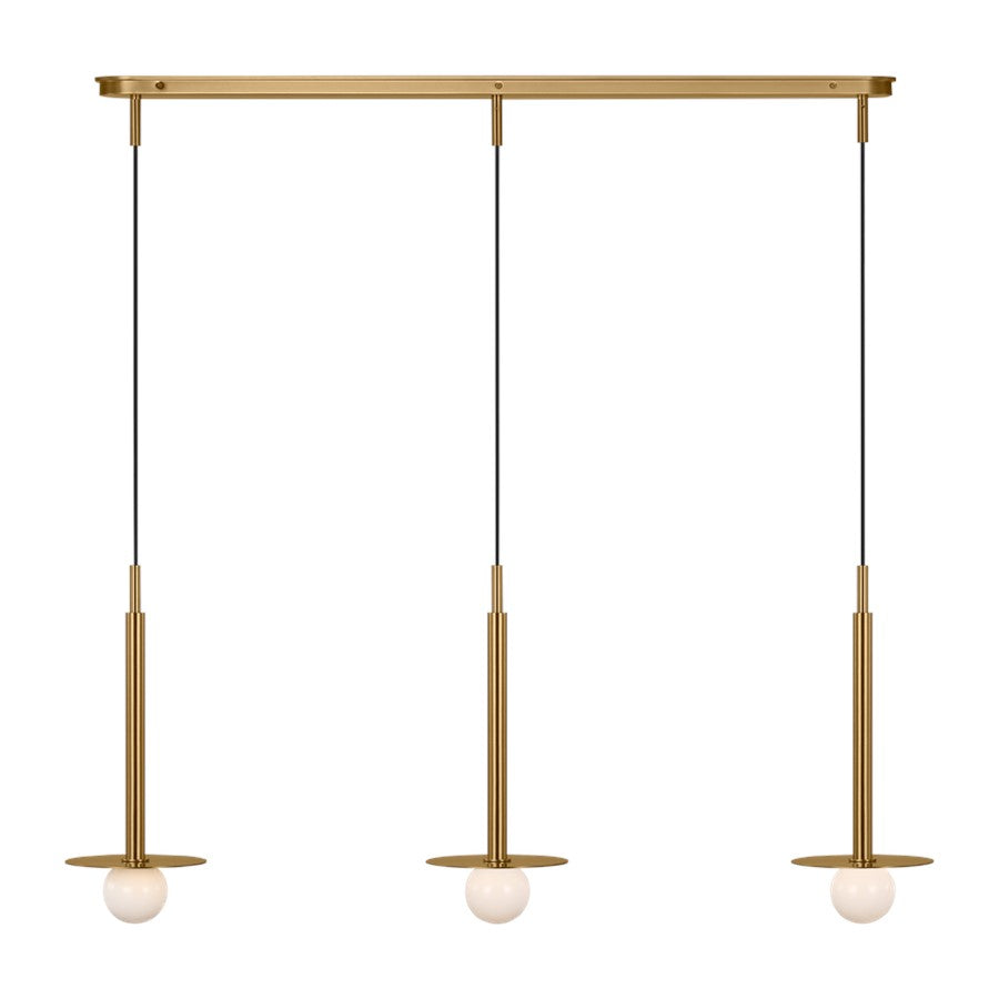 Visual Comfort Studio Nodes 3Lt Chandelier, Burnished Brass/Milk