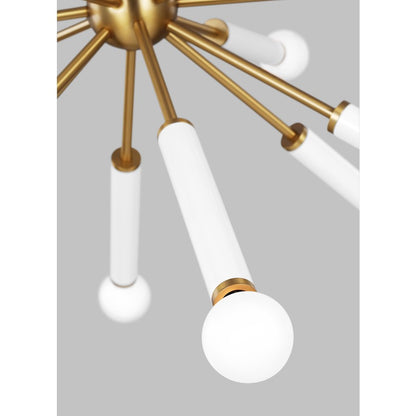 12 Light Down Chandelier, Burnished