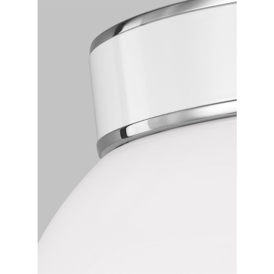 Visual Comfort Studio Monroe 1 Light Semi Flush, Nickel/Milk White