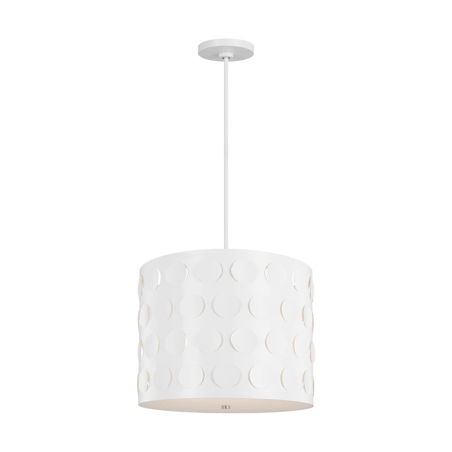 3 Light Large Pendant, White/Etched