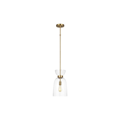 Visual Comfort Studio Londyn 1-Lt Tall Pendant, Brass/Clear/Clear - KSP1031BBSCG