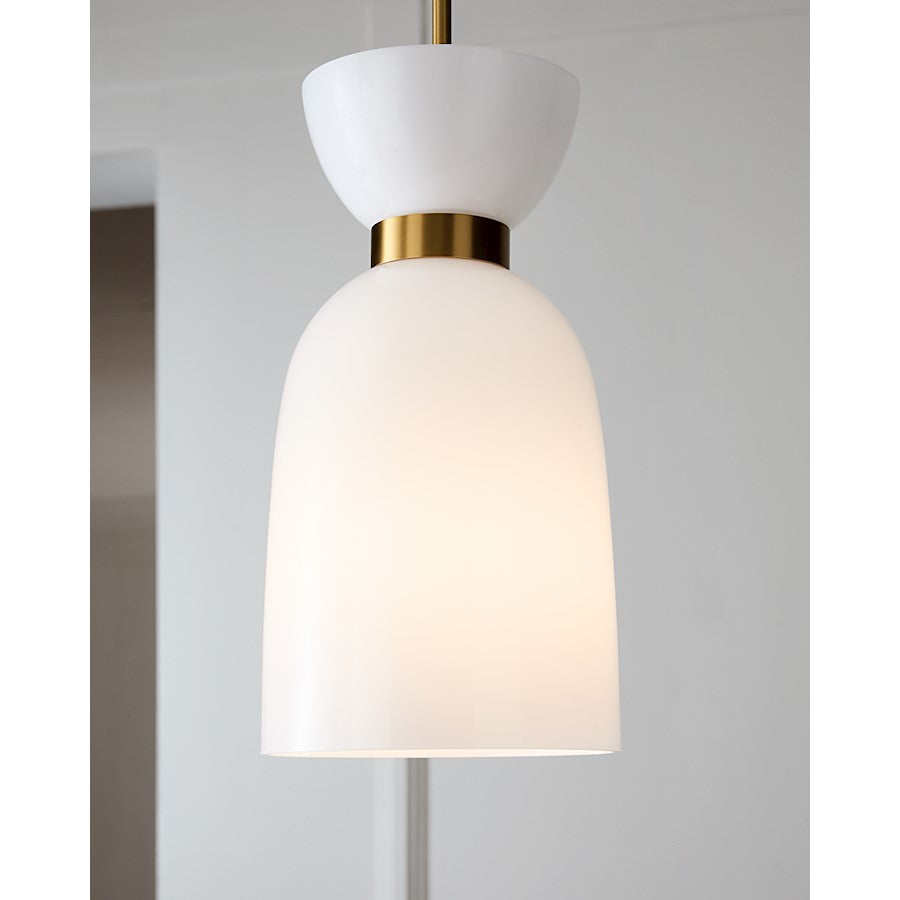 1 Light Tall Pendant, Brass