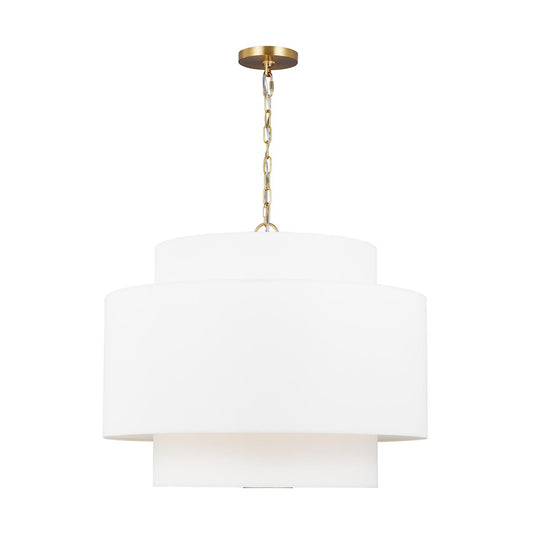 Visual Comfort Studio Sawyer 3-Lt Pendant, Burnished/White/Clear - KSP1043BBS