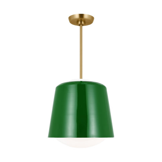 Visual Comfort Studio Draper 1Lt Pendant, Green/Milk - KSP1141GRN