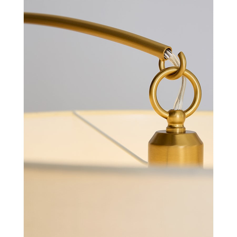 Visual Comfort Studio Sawyer 1 Light Floor Lamp, Brass/White Linen