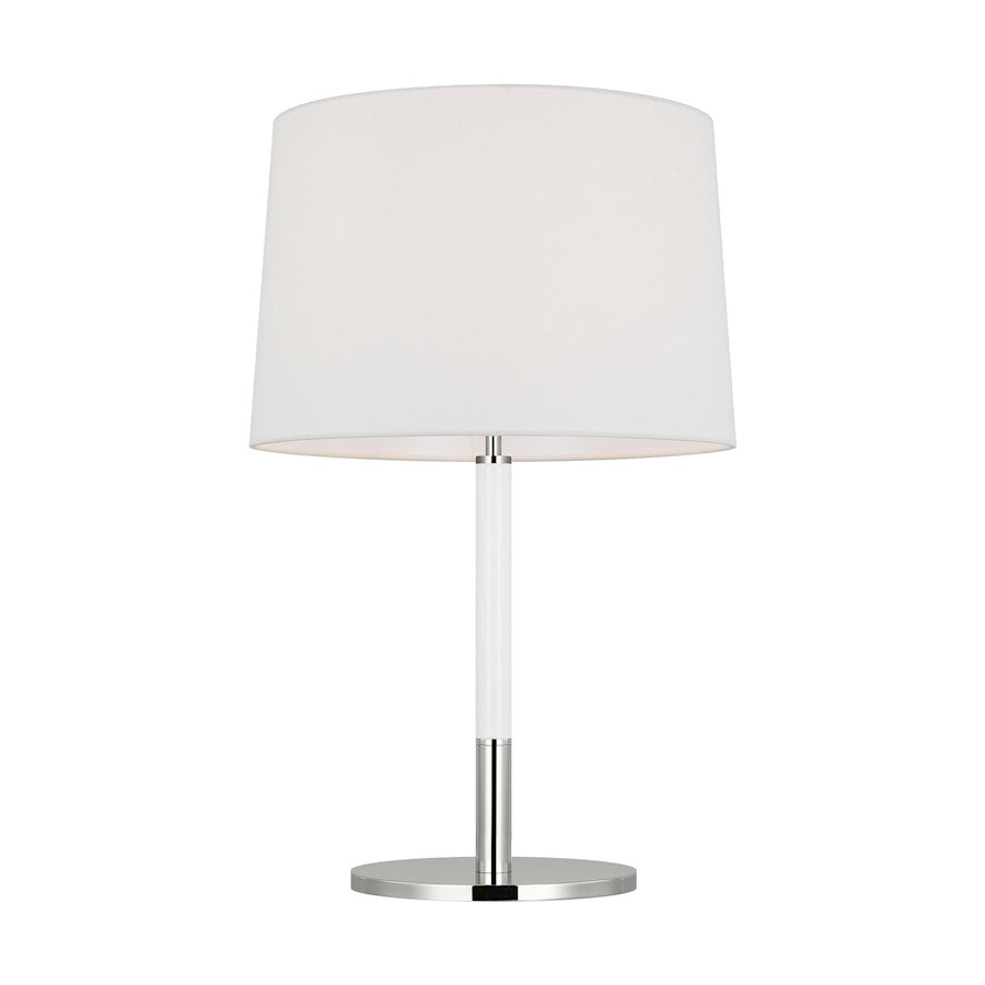 Studio Monroe 1-Lt Med Table Lamp, Nickel/WH Linen
