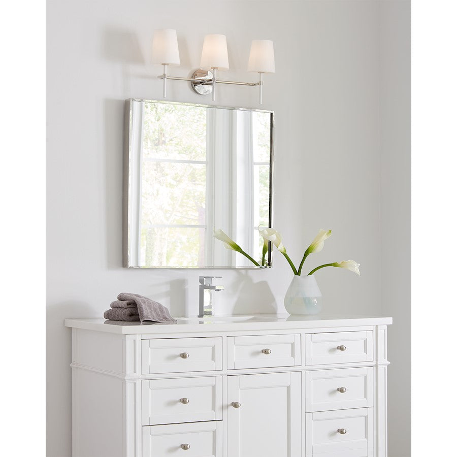 3 Light Bathroom Vanity Light, Polished Nickel