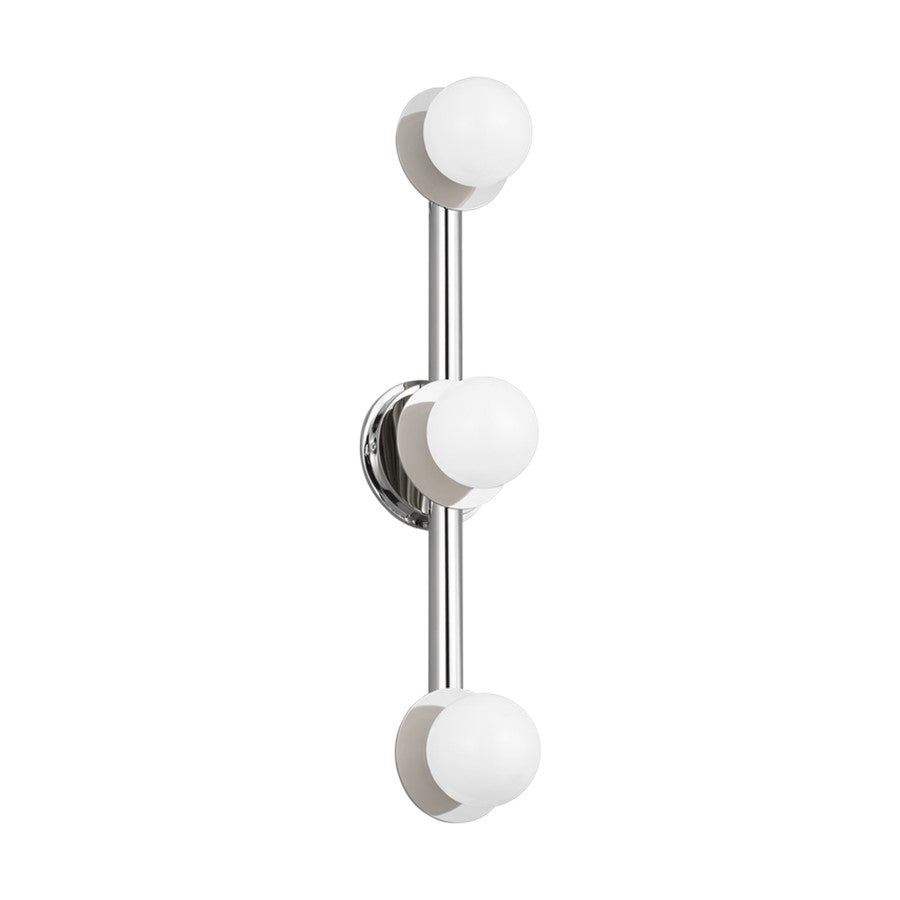 Visual Comfort Studio Nodes 3Lt Wall Bath Fixture, Nickel/Milk