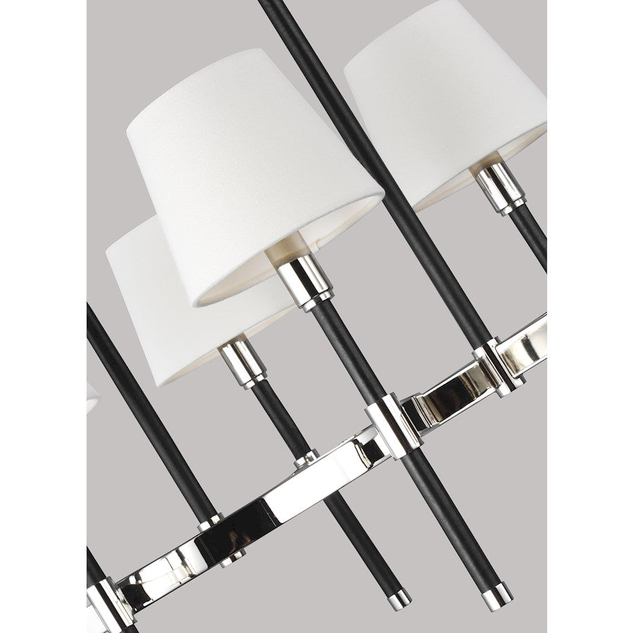 8 Light Linear Chandelier, Nickel