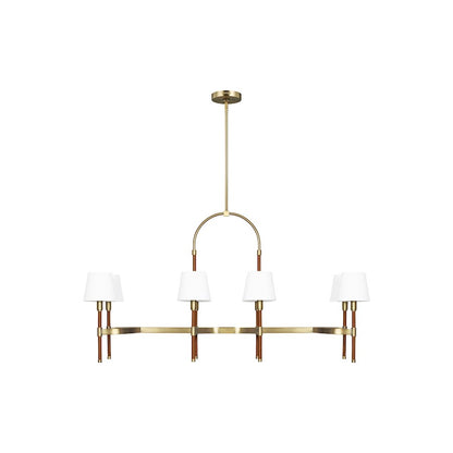 Visual Comfort Studio Katie 8-Lt Linear Chandelier, Time Worn BS/WH - LC1028TWB