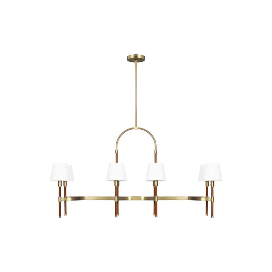 Visual Comfort Studio Katie 8-Lt Linear Chandelier, Time Worn BS/WH - LC1028TWB