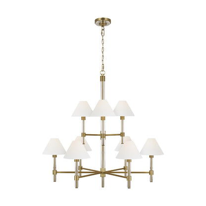 Visual Comfort Studio Robert 9-Lt Large Chandelier, Time Worn BS/WH - LC1069TWB