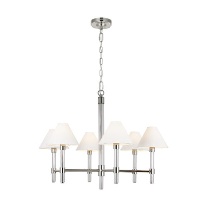 6 Light Medium Chandelier, Pol Nickel