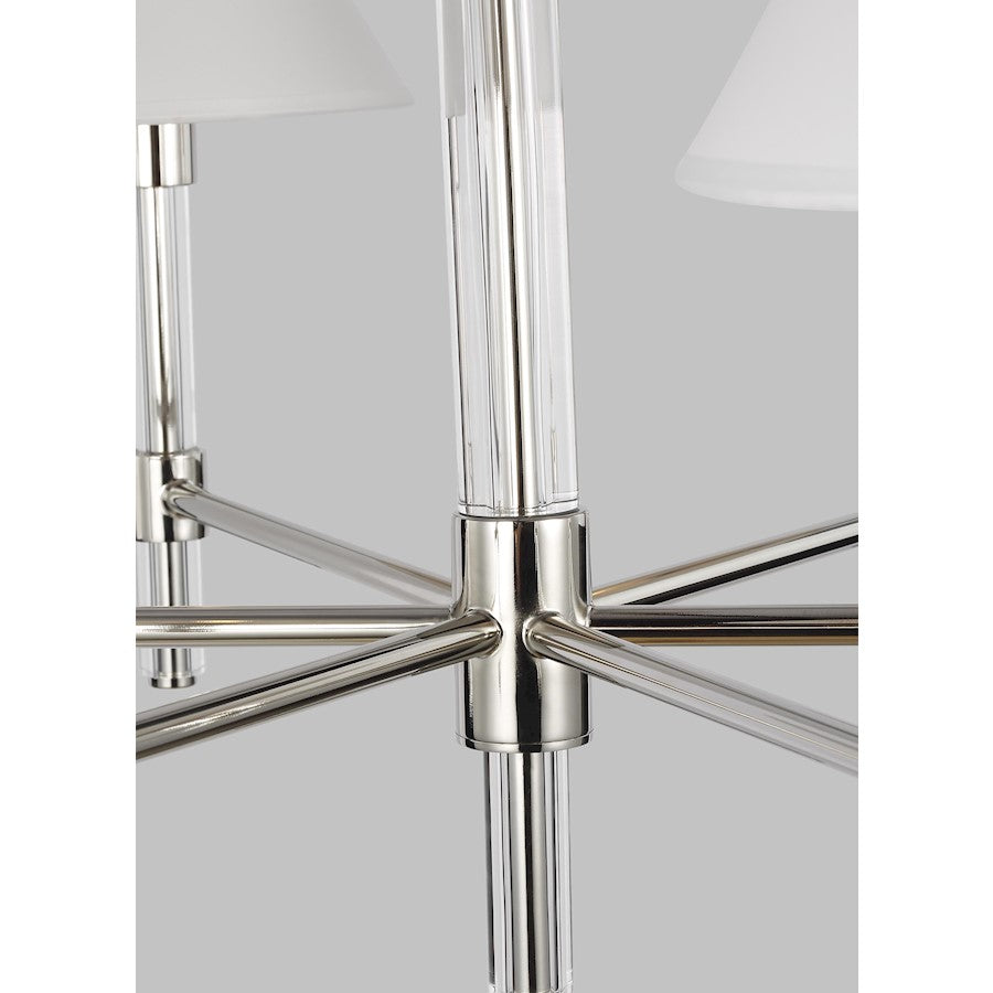 6 Light Medium Chandelier, Pol Nickel