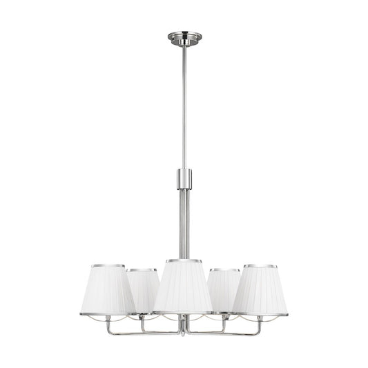 Visual Comfort Studio Esther 5-Lt Med Chandelier, Nickel/WH Pleated - LC1185PN