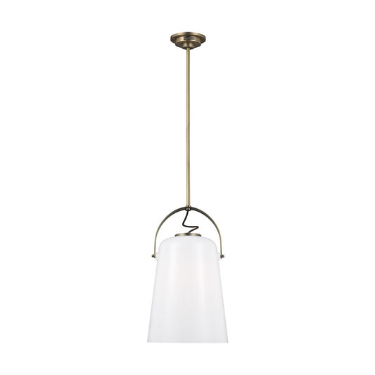 Visual Comfort Studio Hazel 1 Light Medium Pendant, Brass/Milk White - LP1001TWB