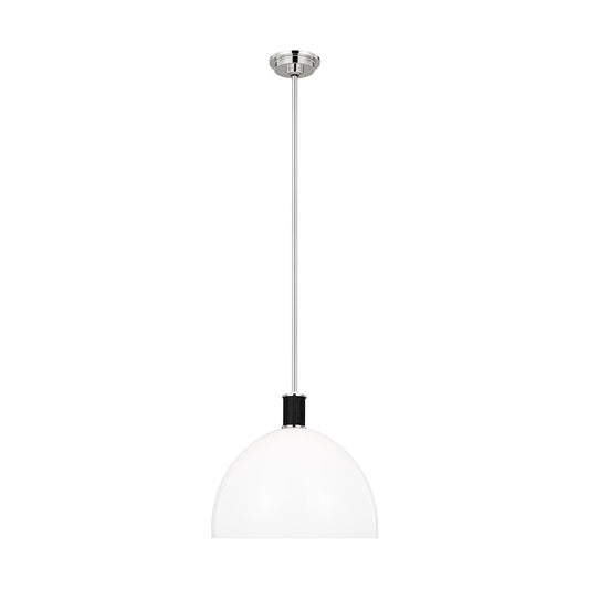Visual Comfort Studio Hadley 1-Lt Large Pendant, Nickel/Milk White - LP1061PNMG