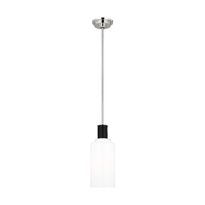 Visual Comfort Studio Hadley 1-Lt Tall Pendant, Nickel/Milk White - LP1071PNMG