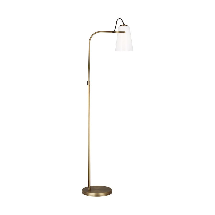 Visual Comfort Studio Hazel 1-Lt Floor Lamp, Time Worn Brass/Milk - LT1011TWB1
