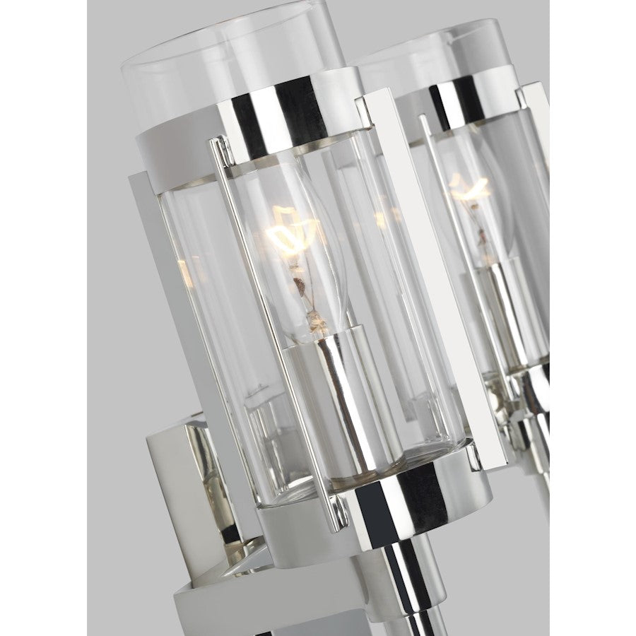 2 Light Bathroom Vanity Light, Polished Nickel