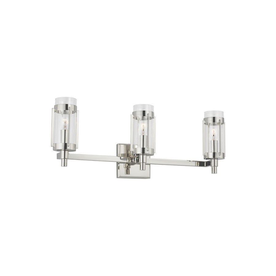 3 Light Bathroom Vanity Light, Polished Nickel