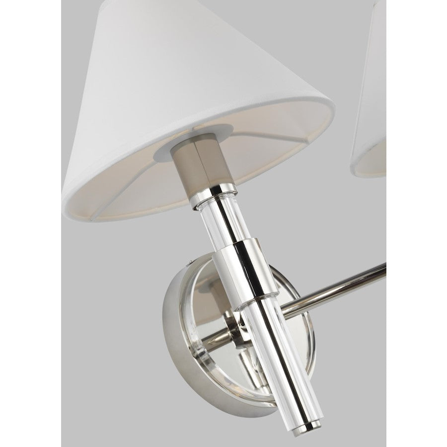 2 Light Bathroom Vanity Light, Polished Nickel
