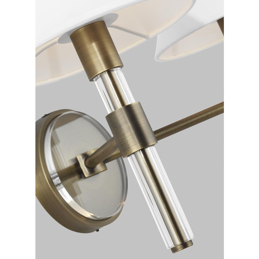 2 Light Bathroom Vanity Light, Time Worn Brass