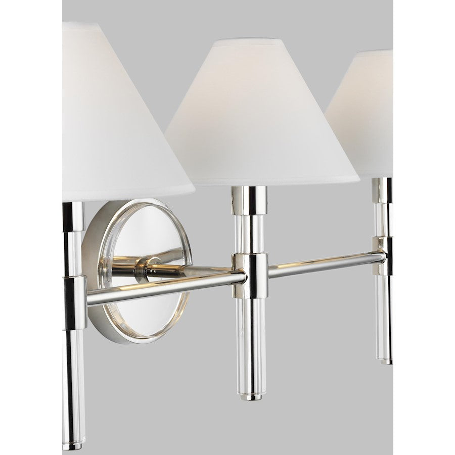 3 Light Bathroom Vanity Light, Polished Nickel