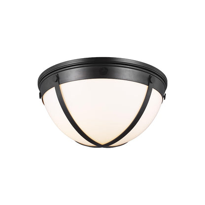 Visual Comfort Studio Logan 2 Light Milk Flush, Iron/White Milk