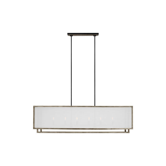 Visual Comfort Studio Brockway 6-Lt Linear Chandelier, Oak Wood/WH - TFC1086WDO