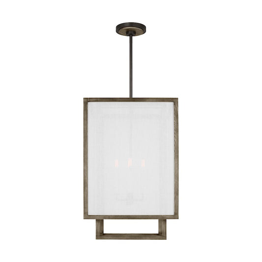 Visual Comfort Studio Brockway 4 Light Med Lantern, Oak Wood/White - TFC1094WDO