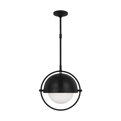 Visual Comfort Studio Bacall 1 Light Large Pendant, Iron/Milk White - TP1101AI