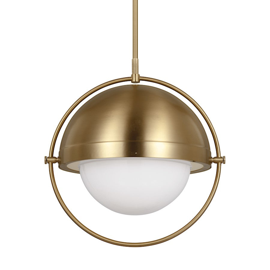 1 Light XL Pendant, Brass/Milk White