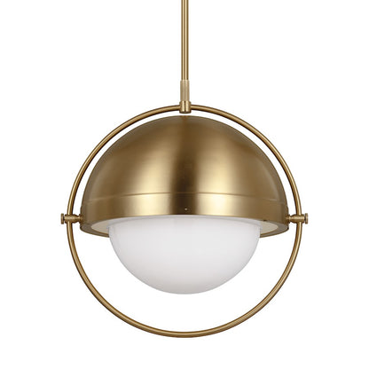 1 Light XL Pendant, Brass/Milk White