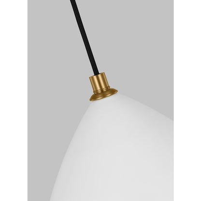 1 Light Med Pendant, White/Iron