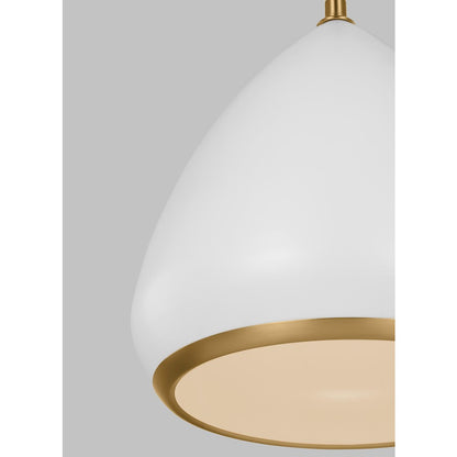 1 Light Med Pendant, White/Iron