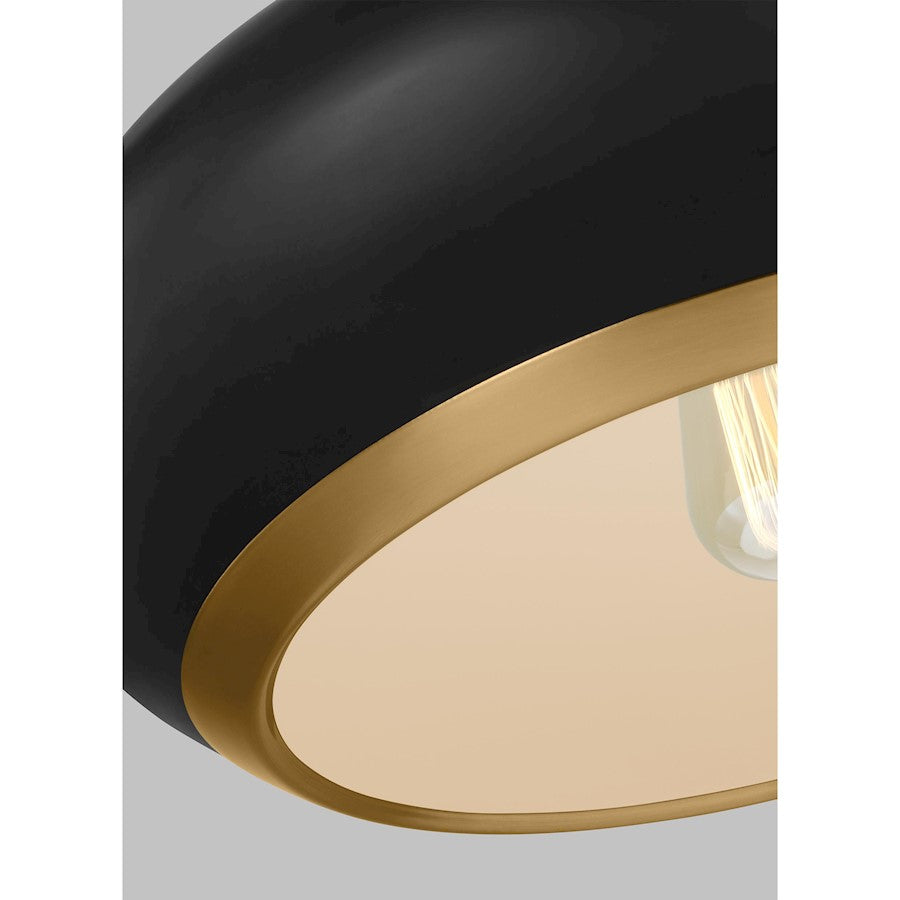 1 Light Large Pendant, Iron/White