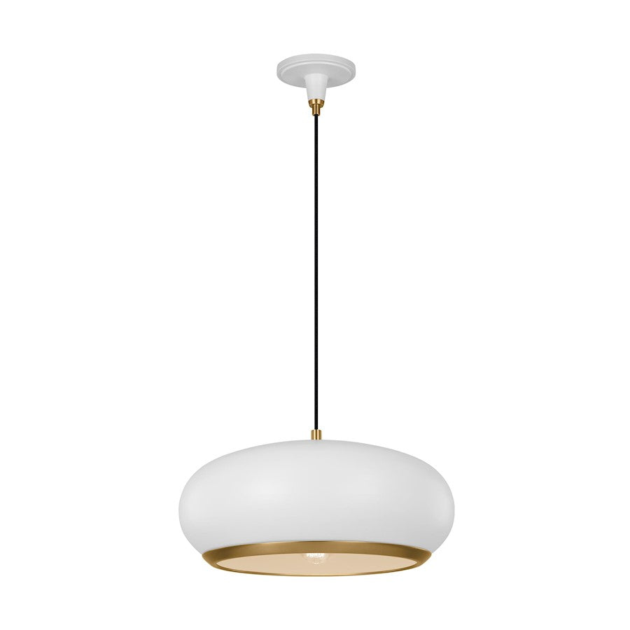1 Light Large Pendant, White/Iron