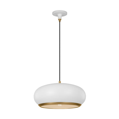 1 Light Large Pendant, White/Iron